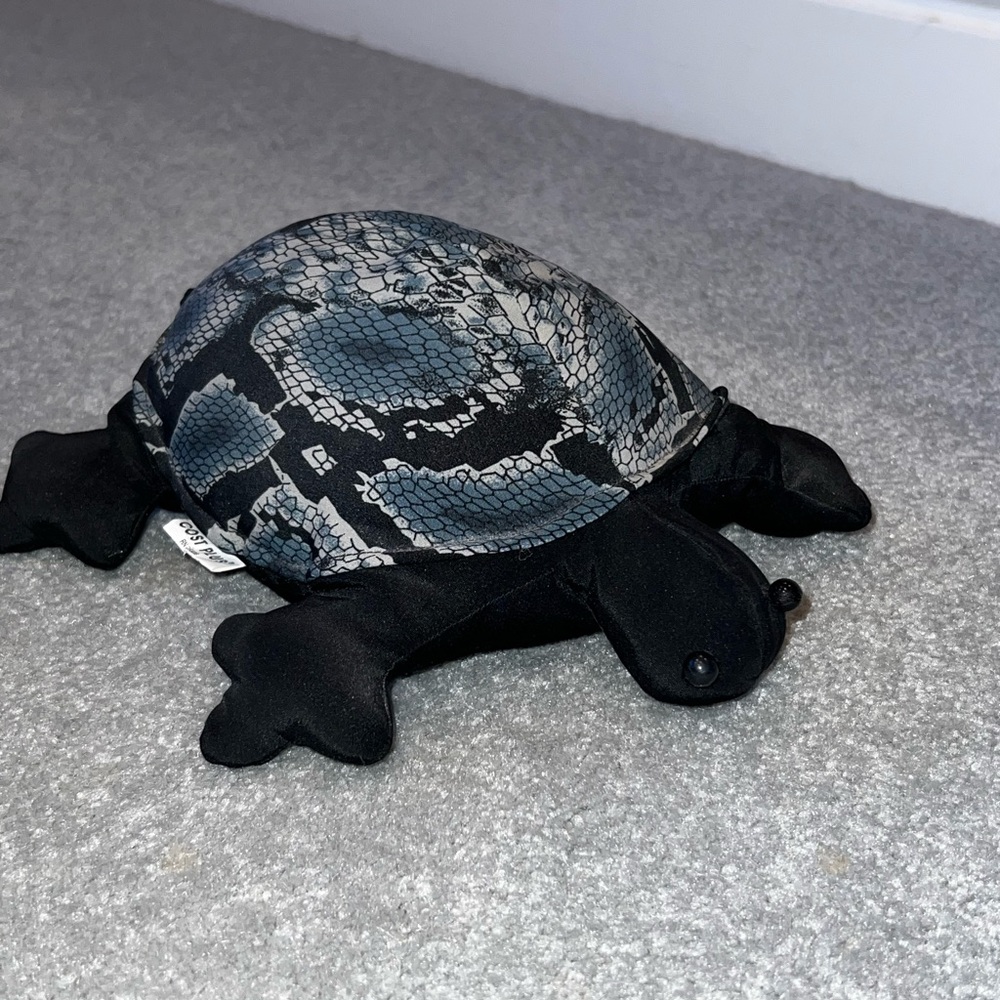 Vintage Cost Plus Blue & Black Turtle Bean Bag Plushie Stuffed Animal - Picture 4 of 11